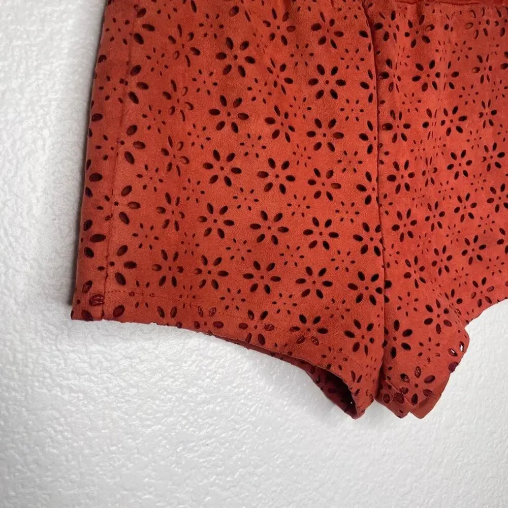 Forever 21 Womens Shorts Size S Burnt Orange Floral Short Shorts Pull On - Picture 8 of 13